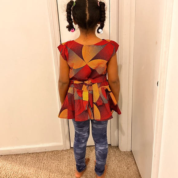 African print little girl blouse 100%cotton. New hand made by me - Picture 3 of 3